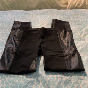 BCBG black leggings with patent leather panels